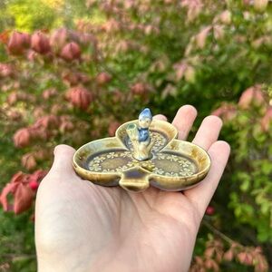 Ceramic Trinket Dish with Blue Figurine